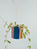Blue Rainbow Guatemalan Ikat Planter or Hanging  Basket