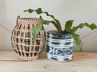 Black and White Guatemalan Ikat Planter Basket