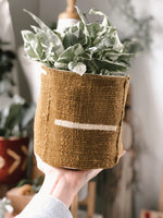 Mudcloth Planter Basket - MUSTARD STRIPES
